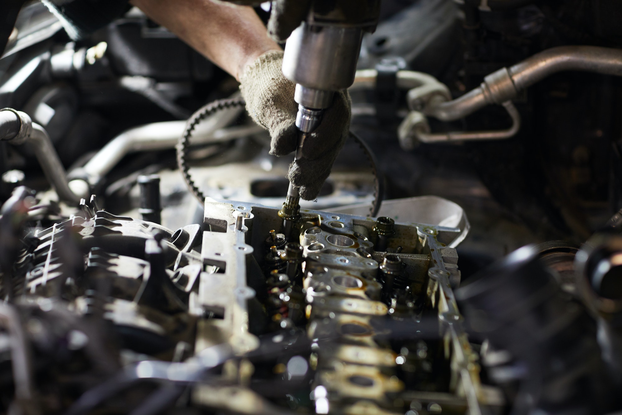 Reparing Car Engine Close Up